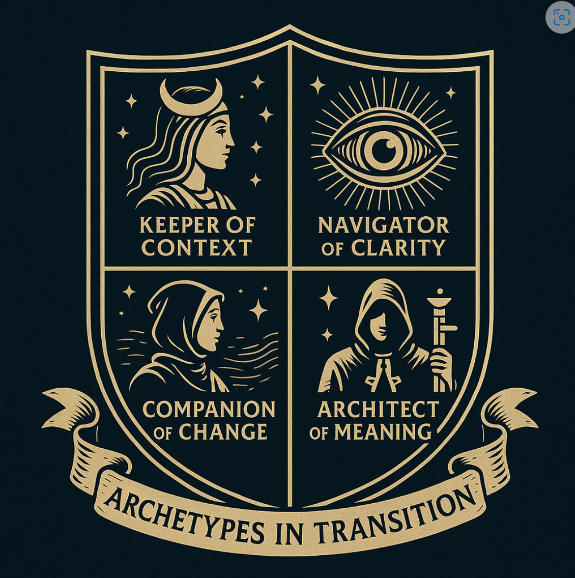 Archetypes in transition — heraldic crest with four orientation functions